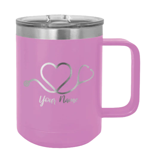 Heart Stethoscope with Name - 15oz Mug Laser Engraved - Image 7
