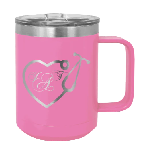 Heart Stethoscope with Monogram - 15oz Mug Laser Engraved - Image 11