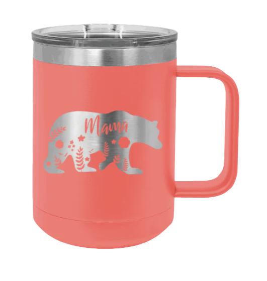 Mama Bear Floral - 15oz Mug Laser Engraved - Image 3