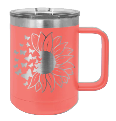Butterfly Sunflower - 15oz Mug Laser Engraved - Image 3