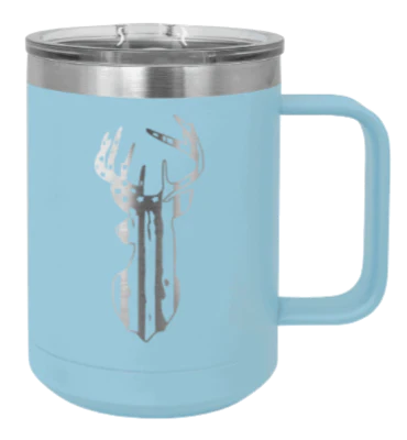 Distressed Flag Deer - 15oz Mug Laser Engraved - Image 6