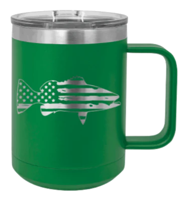 Distressed Flag Bass - 15oz Mug Laser Engraved - Image 5