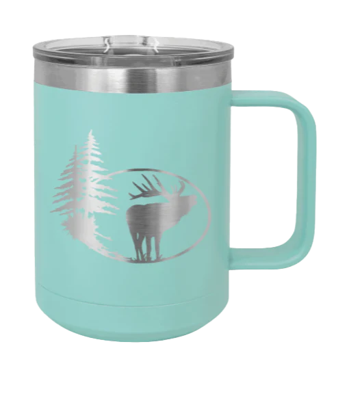 Elk In Trees - 15oz Mug Laser Engraved - Image 15