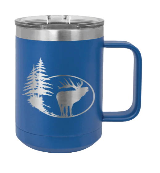 Elk In Trees - 15oz Mug Laser Engraved - Image 2