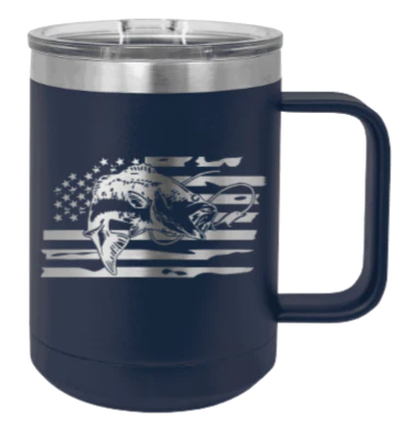 Bass Flag  2 - 15oz Mug Laser Engraved - Image 9
