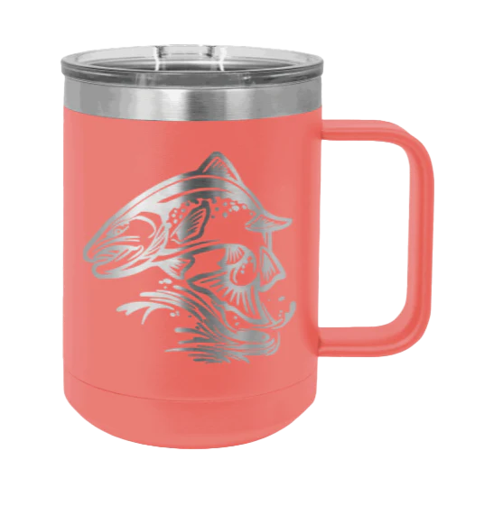Salmon Jumping - 15oz Mug Laser Engraved - Image 3