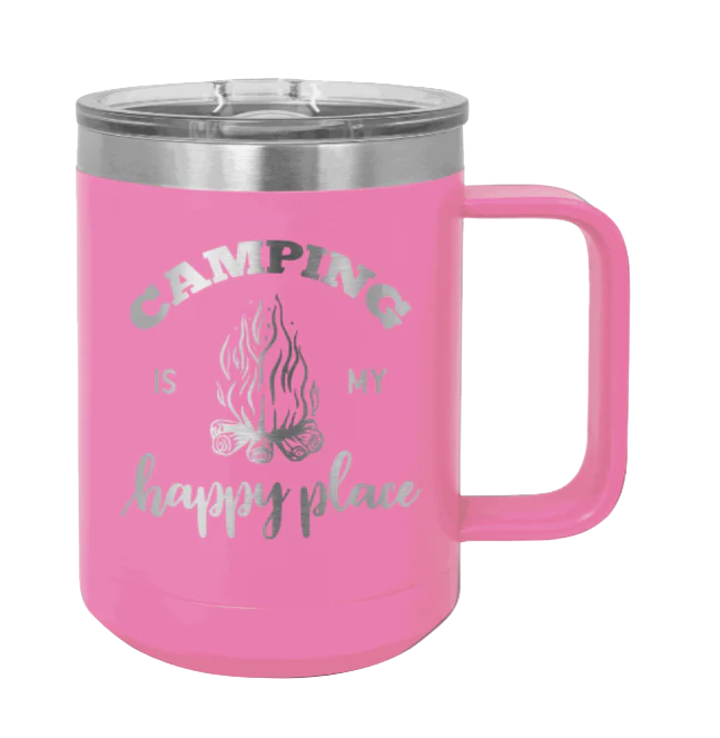 Camping Is My Happy Place - 15oz Mug Laser Engraved - Image 12
