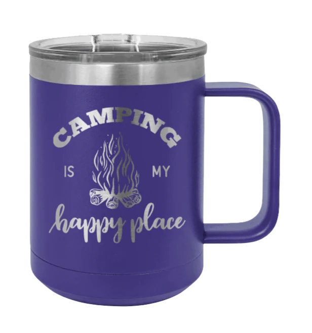 Camping Is My Happy Place - 15oz Mug Laser Engraved - Image 13