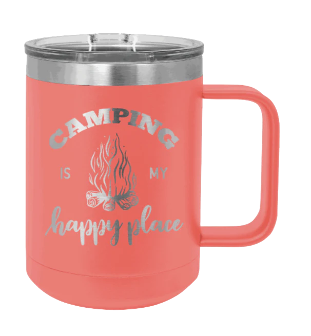 Camping Is My Happy Place - 15oz Mug Laser Engraved - Image 3