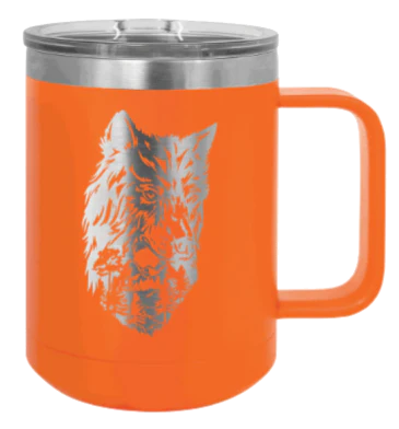 Wolf With Trees - 15oz Mug Laser Engraved - Image 11