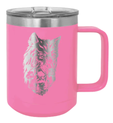 Wolf With Trees - 15oz Mug Laser Engraved - Image 12