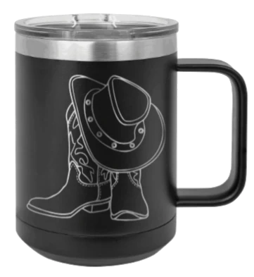 Cowboy Boots & Hat - 15oz Mug Laser Engraved