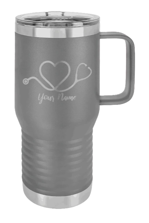 Heart Stethoscope with Name - 20oz Mug Laser Engraved - Image 3