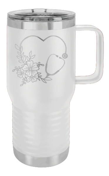 Heart Flowers Stethoscope - 20oz Mug Laser Engraved - Image 16