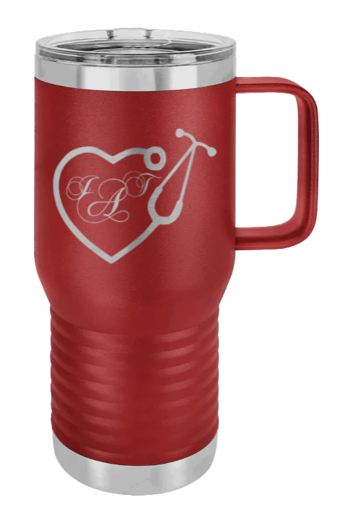 Heart Stethoscope with Monogram - 20oz Mug Laser Engraved - Image 7