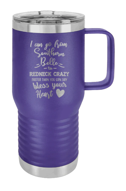 Southern Belle To Redneck Crazy - 20oz Mug Laser Engraved - Image 13