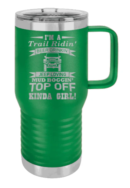 Trail Riding Jeep Girl - 20oz Mug Laser Engraved - Image 4
