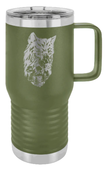 Wolf With Trees - 20oz Mug Laser Engraved - Image 10