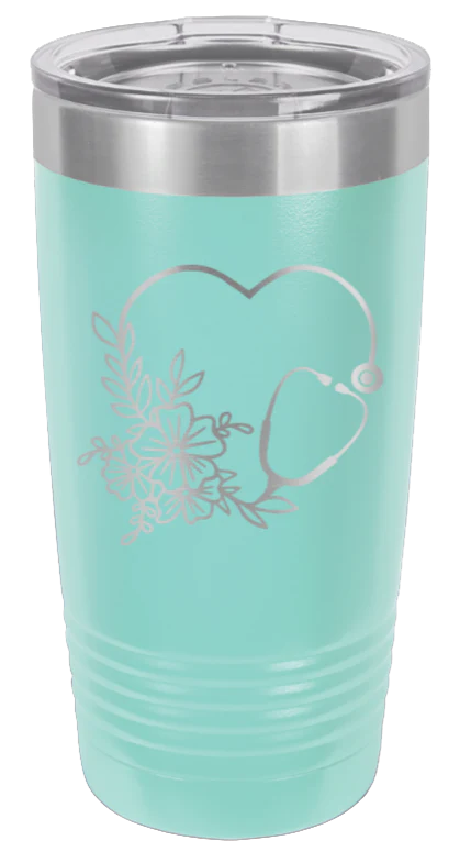 Heart Flowers Stethoscope - 20oz Tumbler - Image 15