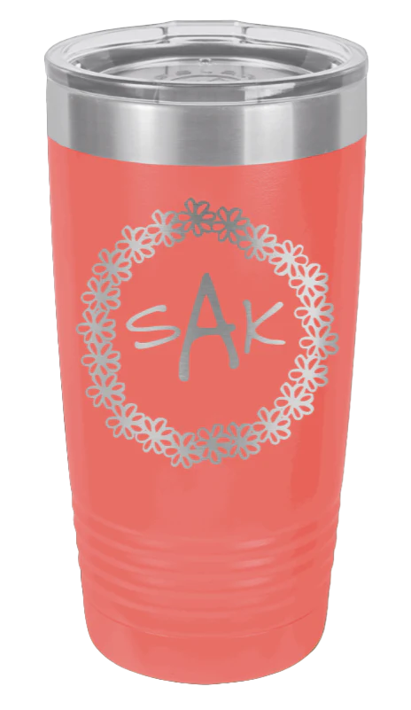 Daisy Monogram Wreath - 20oz Tumbler - Image 3