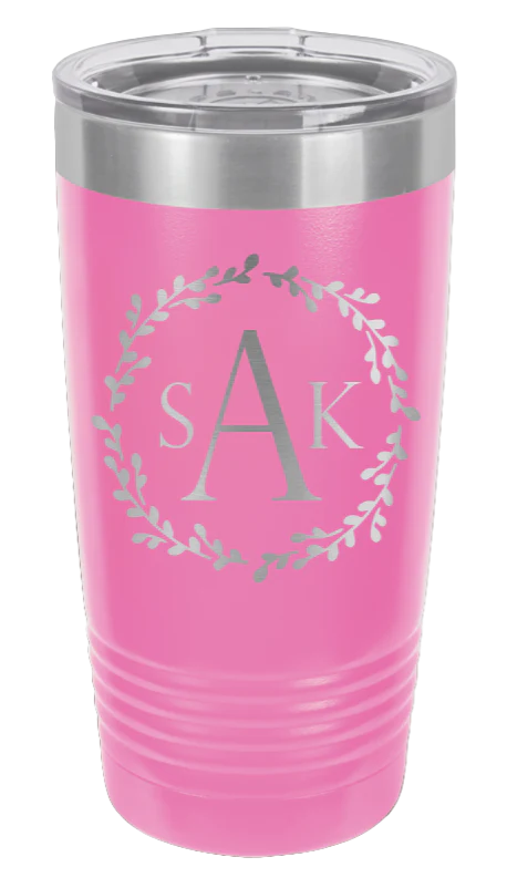 Floral Monogram Wreath - 20oz Tumbler - Image 12