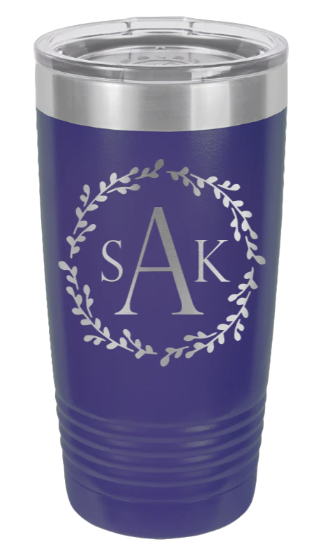 Floral Monogram Wreath - 20oz Tumbler - Image 13