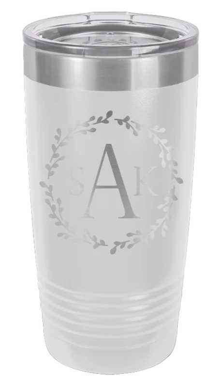 Floral Monogram Wreath - 20oz Tumbler - Image 16