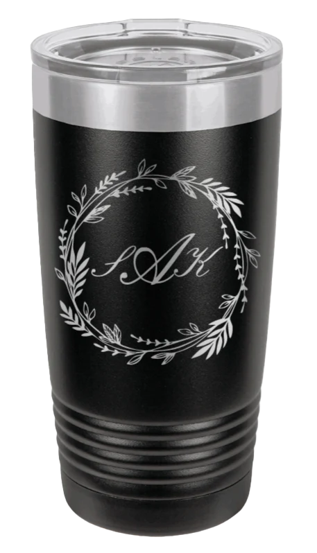 Laurel Monogram Wreath - 20oz Tumbler