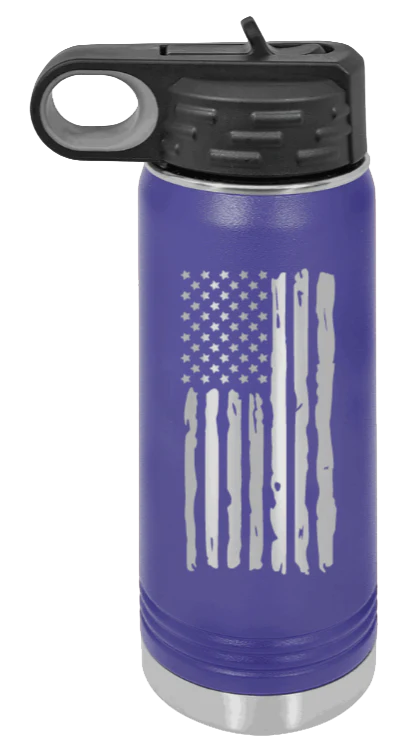 Distressed Flag - 20oz Water Bottle Laser Engraved - Image 13