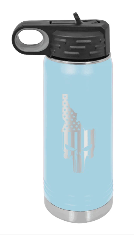 Idaho Punisher Flag - 20oz Water Bottle Laser Engraved - Image 5