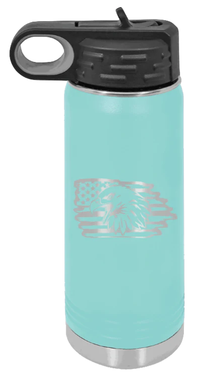 Eagle Flag 2 - 20oz Water Bottle Laser Engraved - Image 15