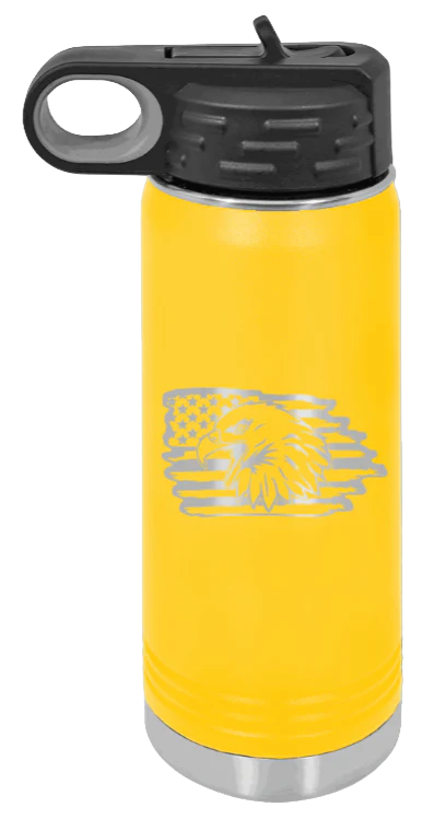 Eagle Flag 2 - 20oz Water Bottle Laser Engraved - Image 17