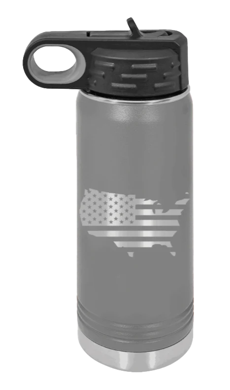 USA Flag - 20oz Water Bottle Laser Engraved - Image 3