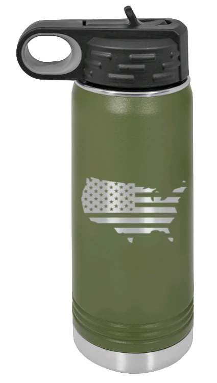 USA Flag - 20oz Water Bottle Laser Engraved - Image 9