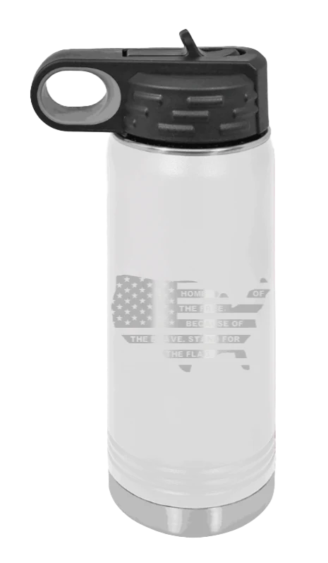 Home Of The Free Flag - 20oz Water Bottle Laser Engraved - Image 14