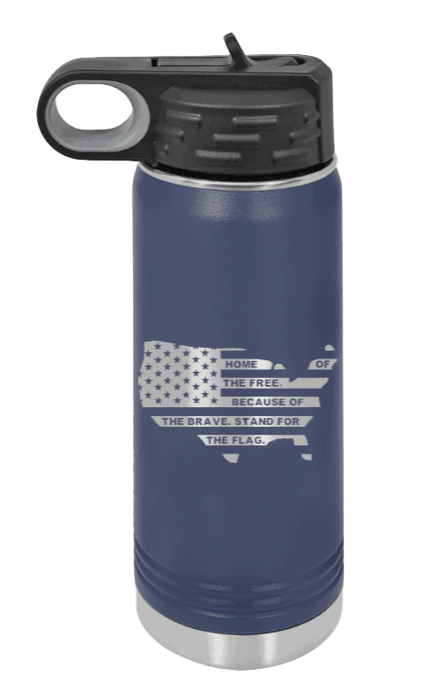 Home Of The Free Flag - 20oz Water Bottle Laser Engraved - Image 8