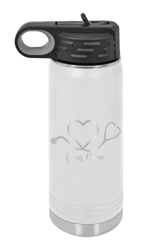 Heart Stethoscope with Name - 20oz Water Bottle Laser Engraved - Image 16