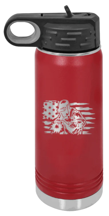 Welder Flag - 20oz Water Bottle Laser Engraved - Image 8