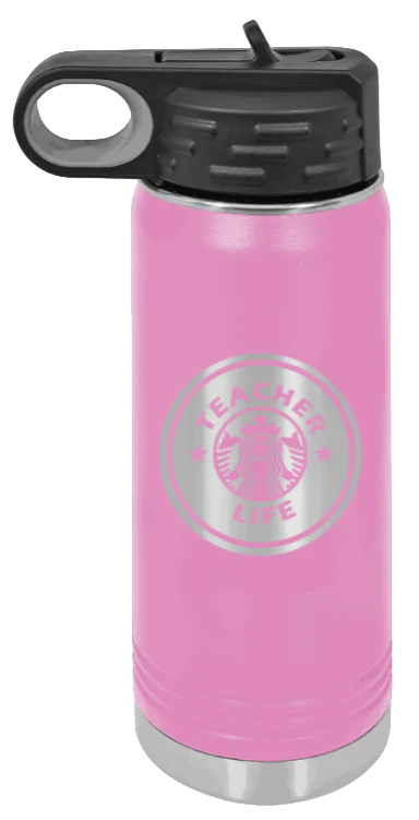Teacher Life - 20oz Water Bottle Laser Engraved - Image 7