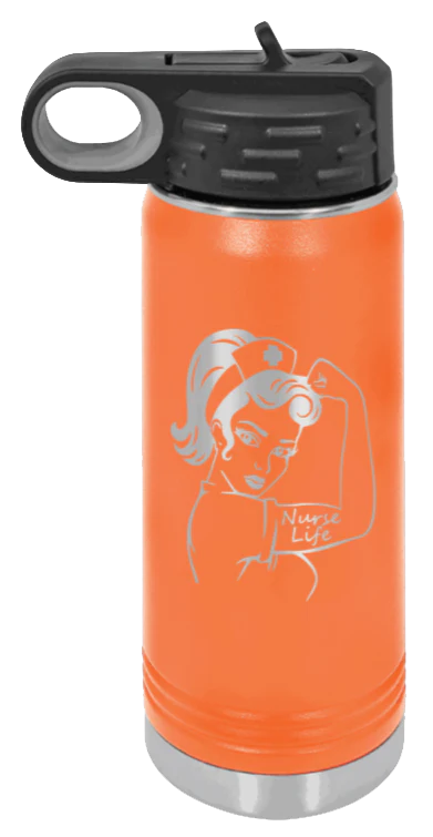 Nurse Life Girl - 20oz Water Bottle Laser Engraved - Image 11