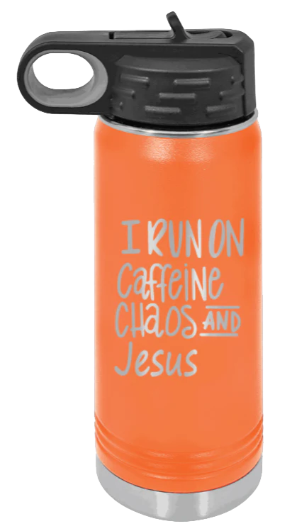 Caffeine Chaos and Jesus - 20oz Water Bottle Laser Engraved - Image 11