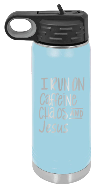 Caffeine Chaos and Jesus - 20oz Water Bottle Laser Engraved - Image 6