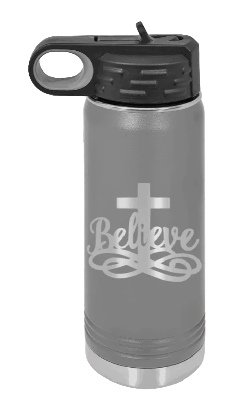 Believe - 20oz Water Bottle Laser Engraved - Image 4