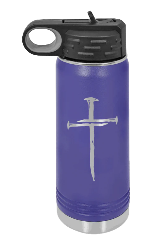 3 Nails Cross - 20oz Water Bottle Laser Engraved - Image 13