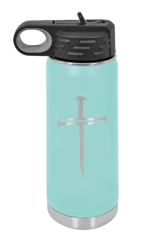 3 Nails Cross - 20oz Water Bottle Laser Engraved - Image 15