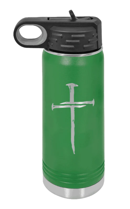 3 Nails Cross - 20oz Water Bottle Laser Engraved - Image 5