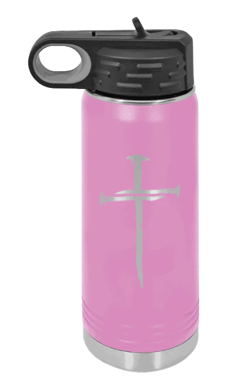 3 Nails Cross - 20oz Water Bottle Laser Engraved - Image 7