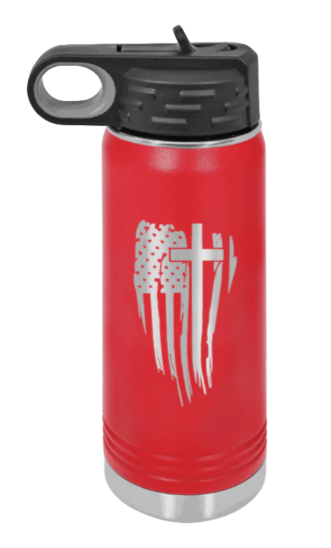Cross Flag - 20oz Water Bottle Laser Engraved - Image 14