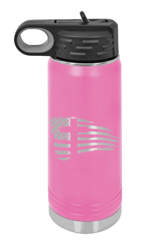 Cross Flag 2 - 20oz Water Bottle Laser Engraved - Image 12