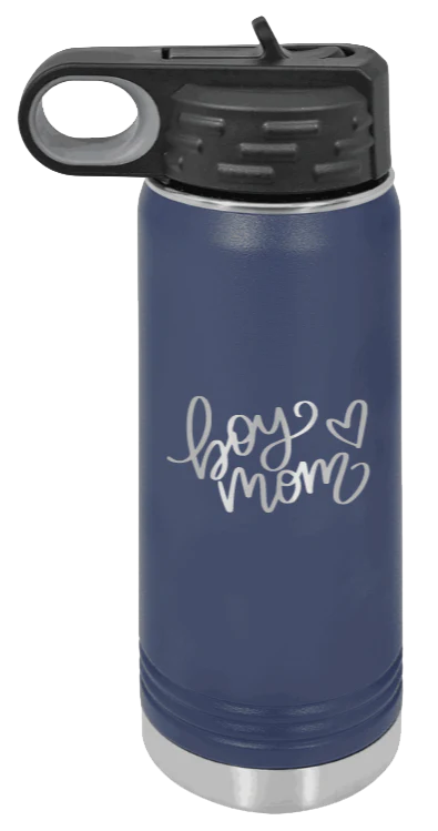 Boy Mom with Heart - 20oz Water Bottle Laser Engraved - Image 9